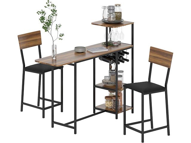 Bartafel met barkrakkels en stoelen, opklapbare rugleuning - afbeelding 3 van  9