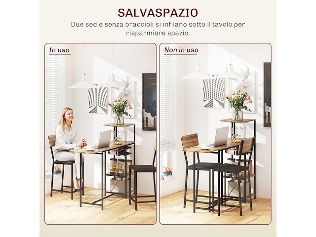 Bartafel met barkrakkels en stoelen, opklapbare rugleuning - afbeelding 8 van  9