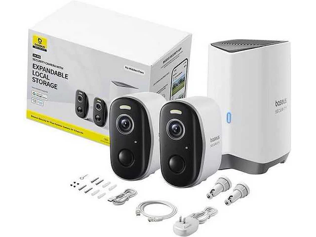 Baseus n1 plus beveiligingscamera buiten set – buiten camera-draadloos slimme beveiliging - 2k camera - weerbestendig - nachtzicht - inclusief homestation - afbeelding 1 van  4