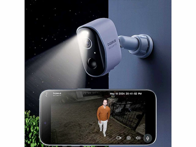 Baseus n1 plus beveiligingscamera buiten set – buiten camera-draadloos slimme beveiliging - 2k camera - weerbestendig - nachtzicht - inclusief homestation - afbeelding 3 van  4