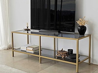 Basic tv-standaard | metalen frame | donkergrijs, goud - afbeelding 1 van  7