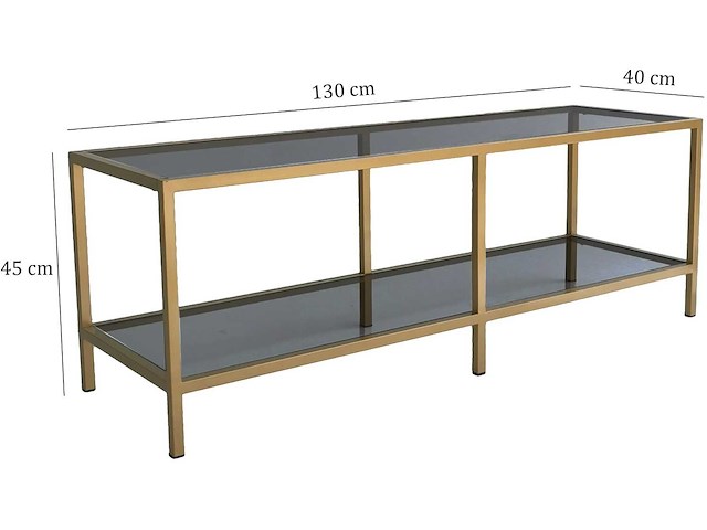 Basic tv-standaard | metalen frame | donkergrijs, goud - afbeelding 2 van  7