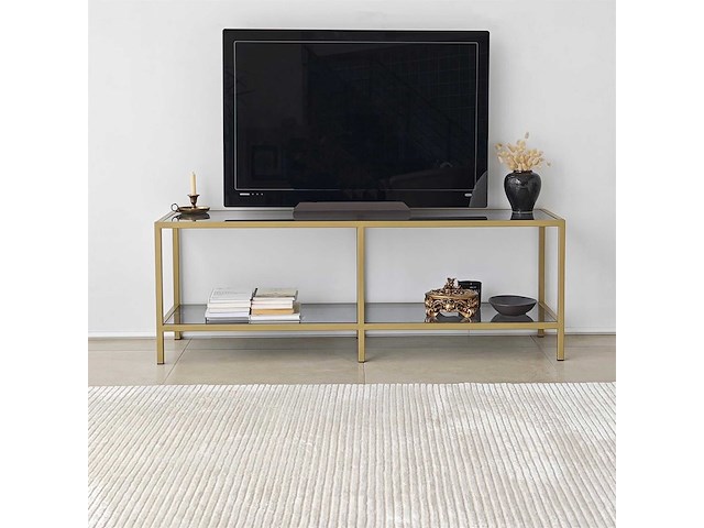 Basic tv-standaard | metalen frame | donkergrijs, goud - afbeelding 3 van  7