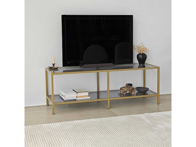 Basic tv-standaard | metalen frame | donkergrijs, goud - afbeelding 5 van  7