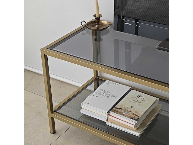Basic tv-standaard | metalen frame | donkergrijs, goud - afbeelding 6 van  7
