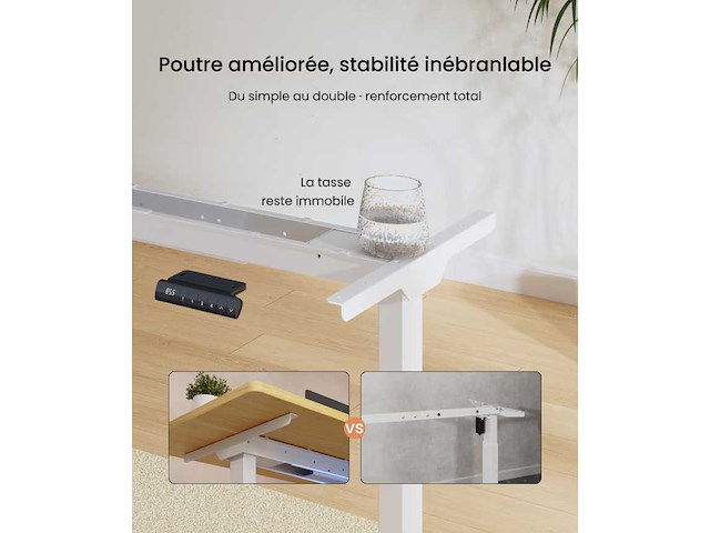 Basis-sta-bureau met dubbele motoren - bamboeblad - 120x60 - afbeelding 11 van  11