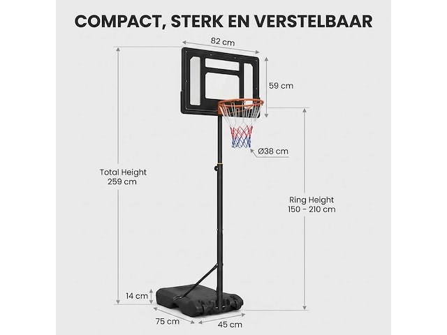 Basketbalpaal met bord - afbeelding 7 van  10