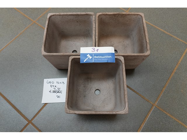 Bat66 geo etr – vierkante bloempotjes | 16×16×13 cm | lot van 3 - afbeelding 1 van  3