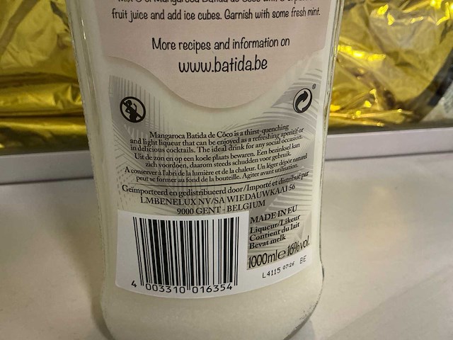 Batida de coco alcohol likeur 1l flessen (24x) - afbeelding 2 van  5