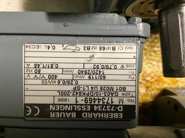 Bauer + sew 0,5 kw electro motor met reductie (5x) - afbeelding 5 van  7