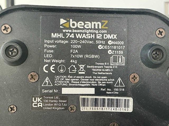 Beamz mhl 7 led-moving head (2x) - afbeelding 2 van  3
