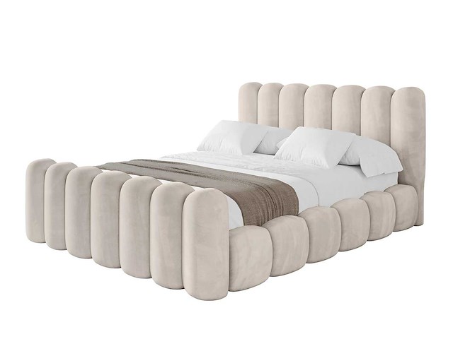 Bed 180x200 borst - beige fluweel - afbeelding 3 van  5