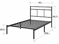 Bed 200 x 90 cm - 30 cm hoog - metalen bedframe met hoofdeinde - afbeelding 2 van  6