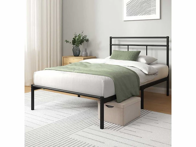 Bed 200 x 90 cm - 30 cm hoog - metalen bedframe met hoofdeinde - afbeelding 3 van  6