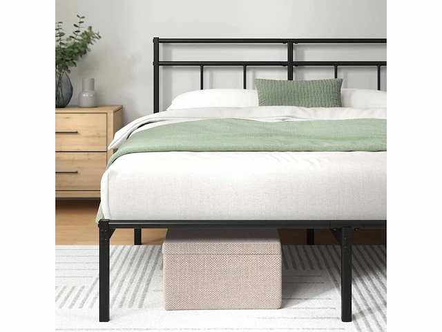 Bed 200 x 90 cm - 30 cm hoog - metalen bedframe met hoofdeinde - afbeelding 4 van  6