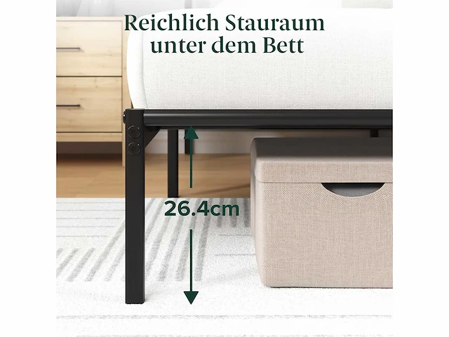 Bed 200 x 90 cm - 30 cm hoog - metalen bedframe met hoofdeinde - afbeelding 6 van  6