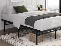 Bed 90 x 190 cm - 36 cm hoogte met opbergruimte onder het bed - metalen platformbed - zwart - afbeelding 1 van  5