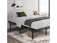 Bed 90 x 190 cm - 36 cm hoogte met opbergruimte onder het bed - metalen platformbed - zwart - afbeelding 2 van  5