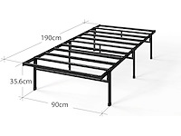 Bed 90 x 190 cm - 36 cm hoogte met opbergruimte onder het bed - metalen platformbed - zwart - afbeelding 3 van  5