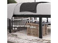 Bed 90 x 190 cm - 36 cm hoogte met opbergruimte onder het bed - metalen platformbed - zwart - afbeelding 3 van  4