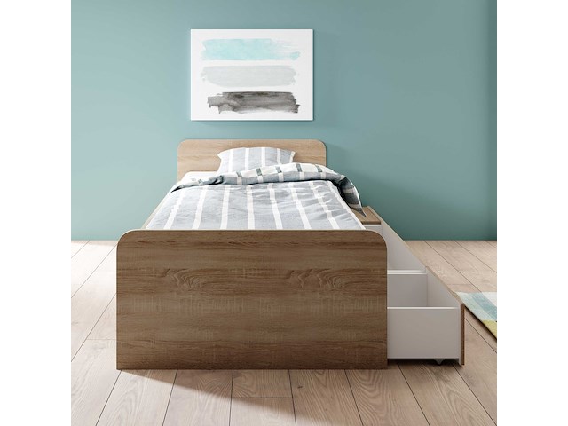 Bed barko 90x200 met 3 lades - eik - afbeelding 2 van  8