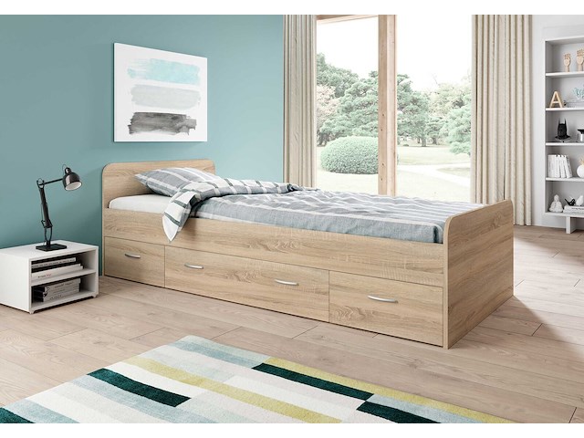 Bed barko 90x200 met 3 lades - eik - afbeelding 3 van  8