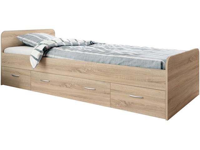 Bed barko 90x200 met 3 lades - eik - afbeelding 4 van  8