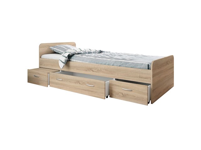 Bed barko 90x200 met 3 lades - eik - afbeelding 6 van  8