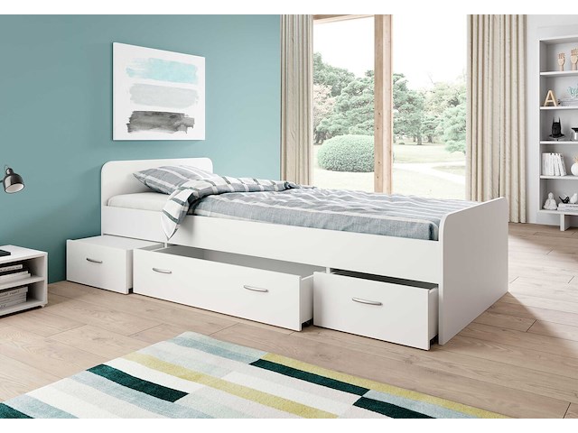 Bed barko 90x200 met 3 lades - wit - afbeelding 3 van  7
