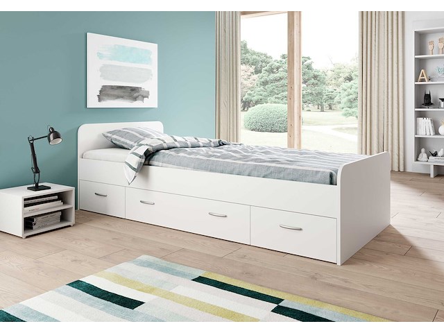 Bed barko 90x200 met 3 lades - wit - afbeelding 1 van  7