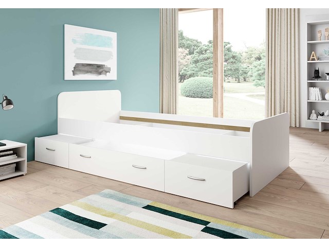 Bed barko 90x200 met 3 lades - wit - afbeelding 5 van  7