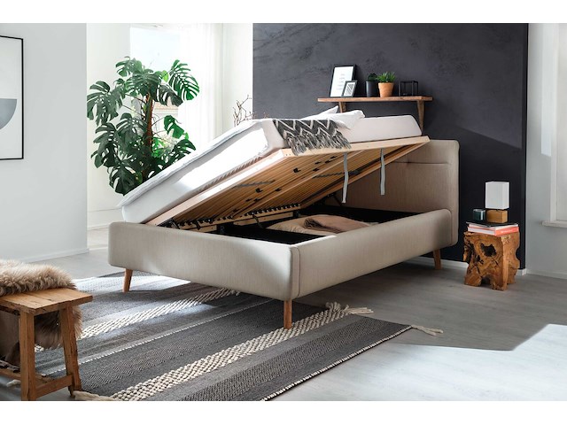 Bed laika 140x200cm met opbergruimte - beige - afbeelding 2 van  8