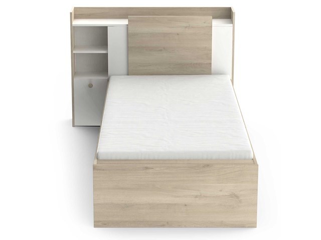 Bed liva 90 x 190 cm-kronberg eik/mat wit - afbeelding 1 van  7