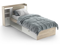 Bed liva 90 x 190 cm-kronberg eik/mat wit - afbeelding 3 van  7