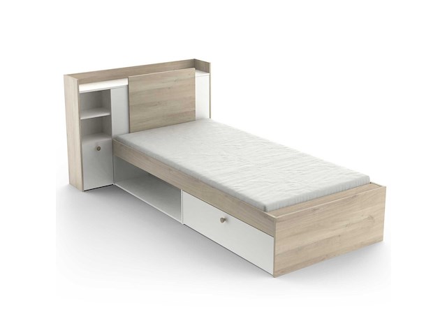 Bed liva 90 x 190 cm-kronberg eik/mat wit - afbeelding 4 van  7