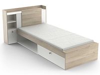 Bed liva 90 x 190 cm-kronberg eik/mat wit - afbeelding 4 van  7