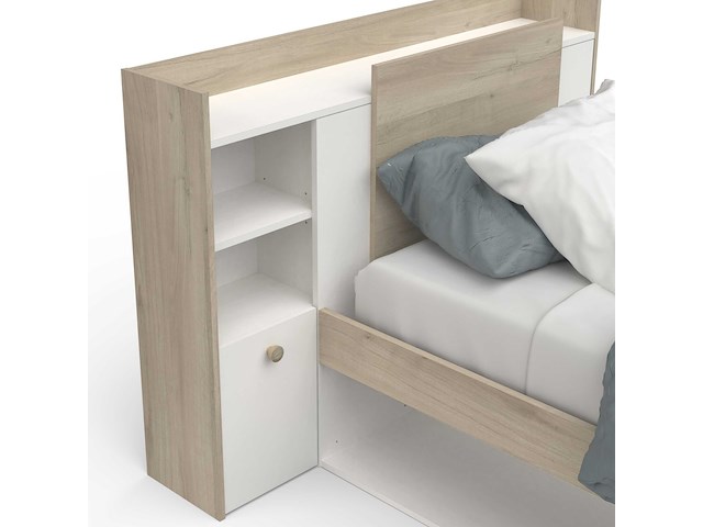Bed liva 90 x 190 cm-kronberg eik/mat wit - afbeelding 5 van  7
