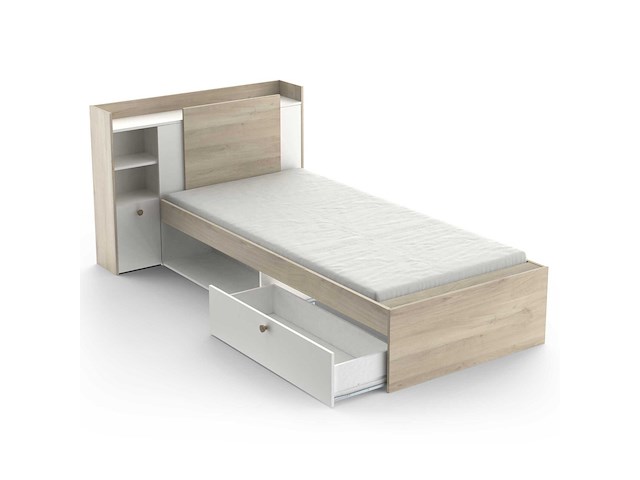 Bed liva 90 x 190 cm-kronberg eik/mat wit - afbeelding 6 van  7