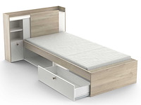 Bed liva 90 x 190 cm-kronberg eik/mat wit - afbeelding 6 van  7