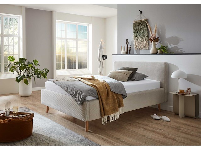 Bed madras 140x200cm met opbergruimte ribfluweel - beige - afbeelding 1 van  8