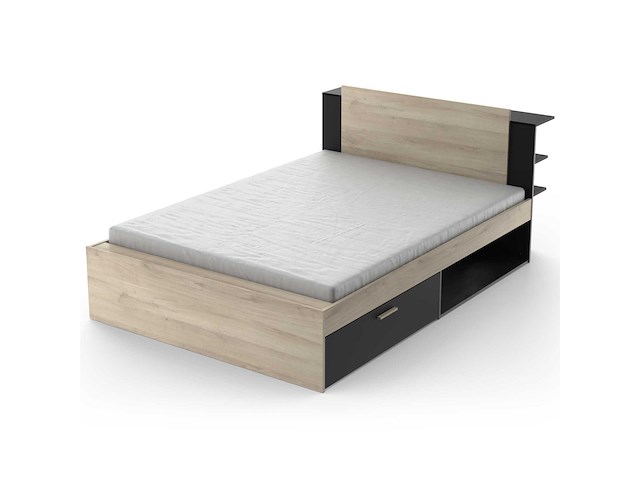 Bed maura met opbergruimte 140 x 190cm/200 cm-kronberg eik/matzwart - afbeelding 2 van  8