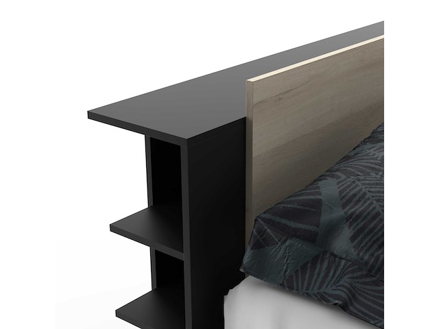 Bed maura met opbergruimte 140 x 190cm/200 cm-kronberg eik/matzwart - afbeelding 4 van  8