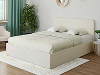 Bed met afgerond hoofdeinde 160x200 - witte boucle - afbeelding 1 van  8