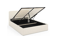 Bed met afgerond hoofdeinde 160x200 - witte boucle - afbeelding 4 van  8