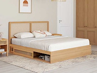 Bed met cane hoofdeinde en ingebouwde lades 160x200cm