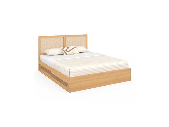 Bed met cane hoofdeinde en ingebouwde lades 160x200cm - afbeelding 9 van  10