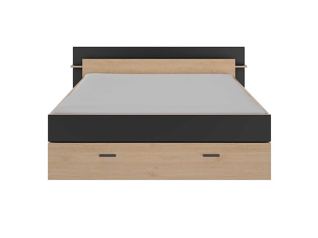 Bed met opbergruimte eveline 160x200 - zwart/kastanjehout - afbeelding 1 van  7