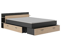Bed met opbergruimte eveline 160x200 - zwart/kastanjehout - afbeelding 4 van  7