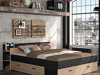 Bed met opbergruimte eveline 160x200 - zwart/kastanjehout - afbeelding 7 van  7