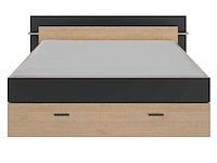 Bed met opbergruimte eveline 160x200 - zwart/kastanjehout - afbeelding 1 van  7